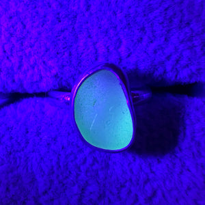Slightly Iridescent UV Sea Glass Ring