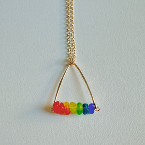 Triangular Rainbow Geometric Sea Glass Necklace