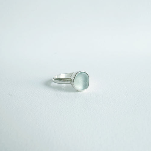 Small Aqua Blue Sea Glass Ring