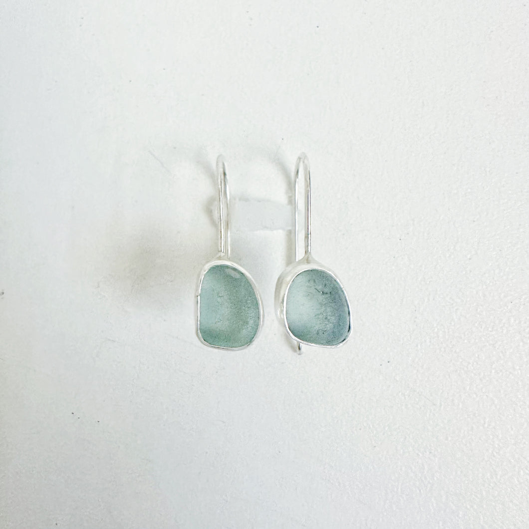 Pale Aqua Sea Glass French Wire Earrings