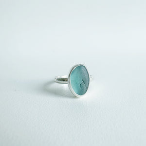 Teal Blue Sea Glass Ring