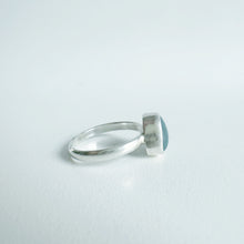 Small Teal Blue Sea Glass Ring