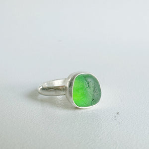 Small Emerald Green Sea Glass Ring