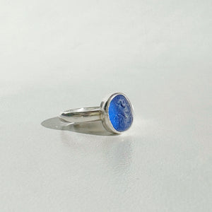 Small Cobalt Blue Sea Glass Ring