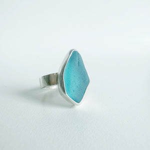 Turquoise Blue Sea Glass Ring