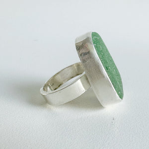 Large Green Sea Glass Ring