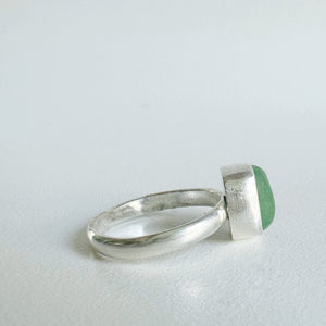 Small Emerald Green Sea Glass Ring