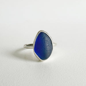 Medium Cobalt Blue Sea Glass Ring