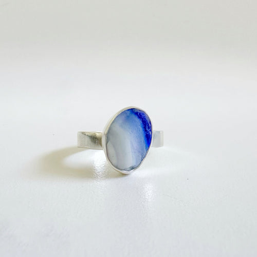 Blue Multi Colored Sea Glass Ring