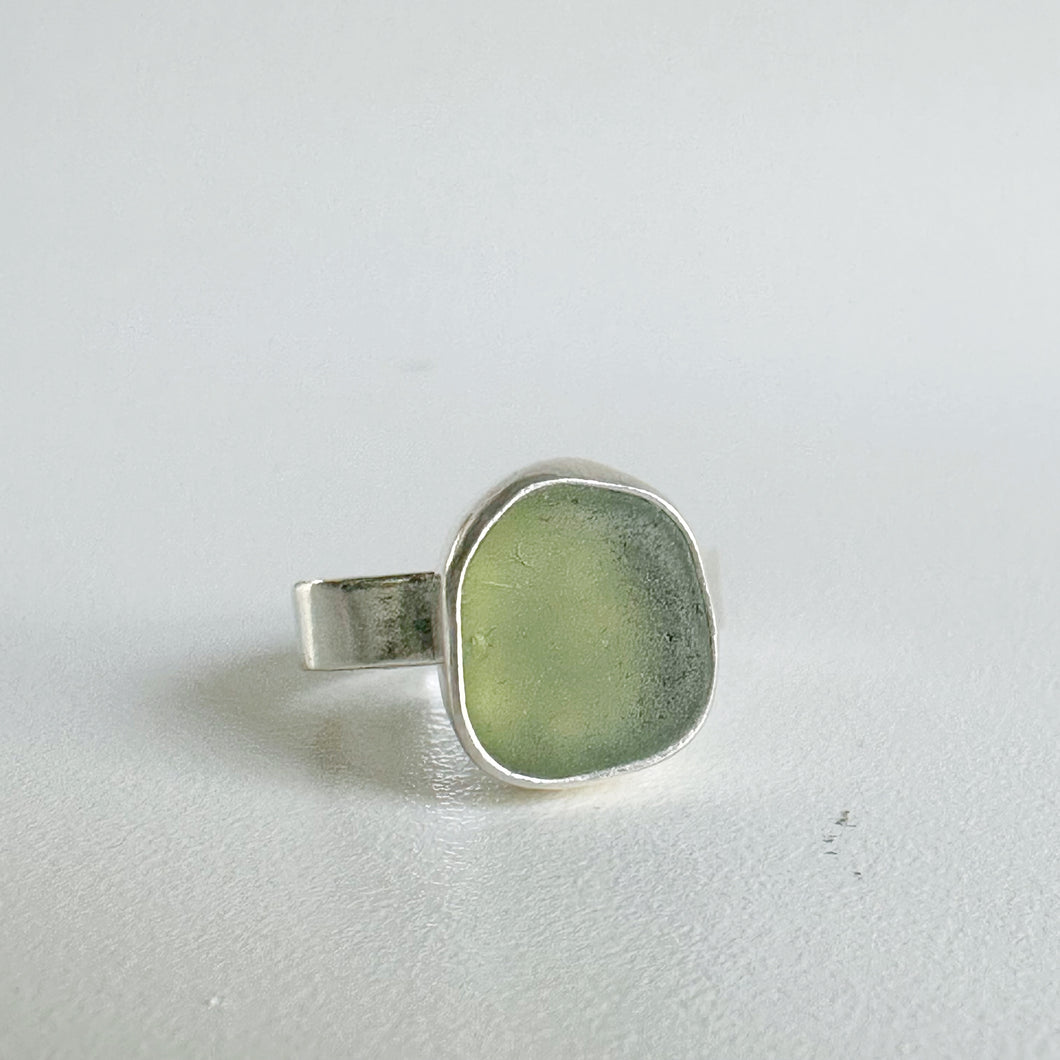 Olive Green Sea Glass Ring