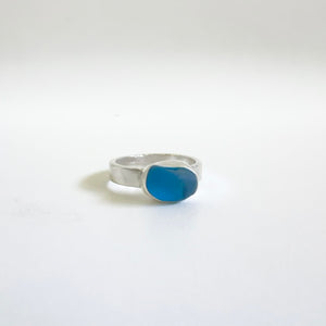 Horizontal Turquoise Sea Glass Ring