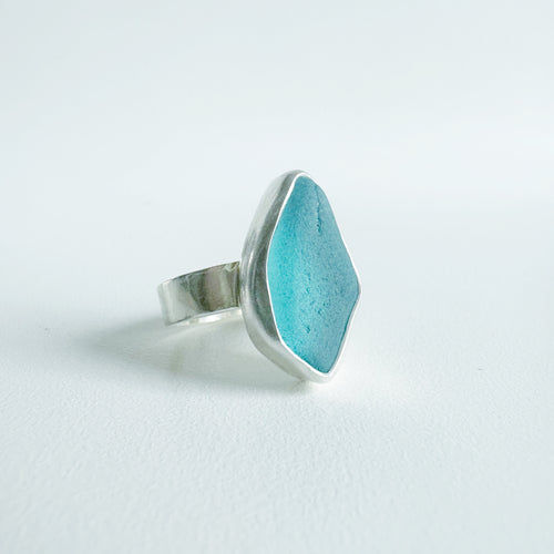 Turquoise Blue Sea Glass Ring