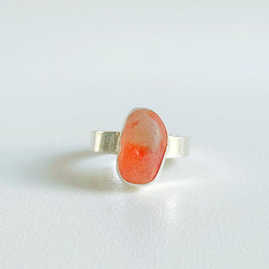 Orange Swirled Sea Glass Ring