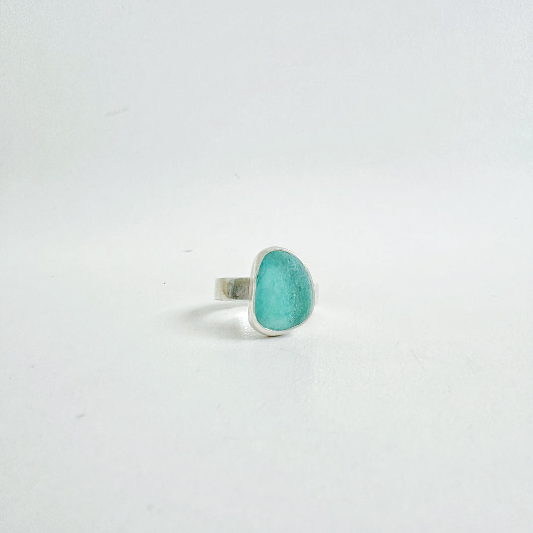 Teal Sea Glass Ring
