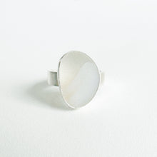 Large Opalescent and Clear Striped Sea Glass Ring