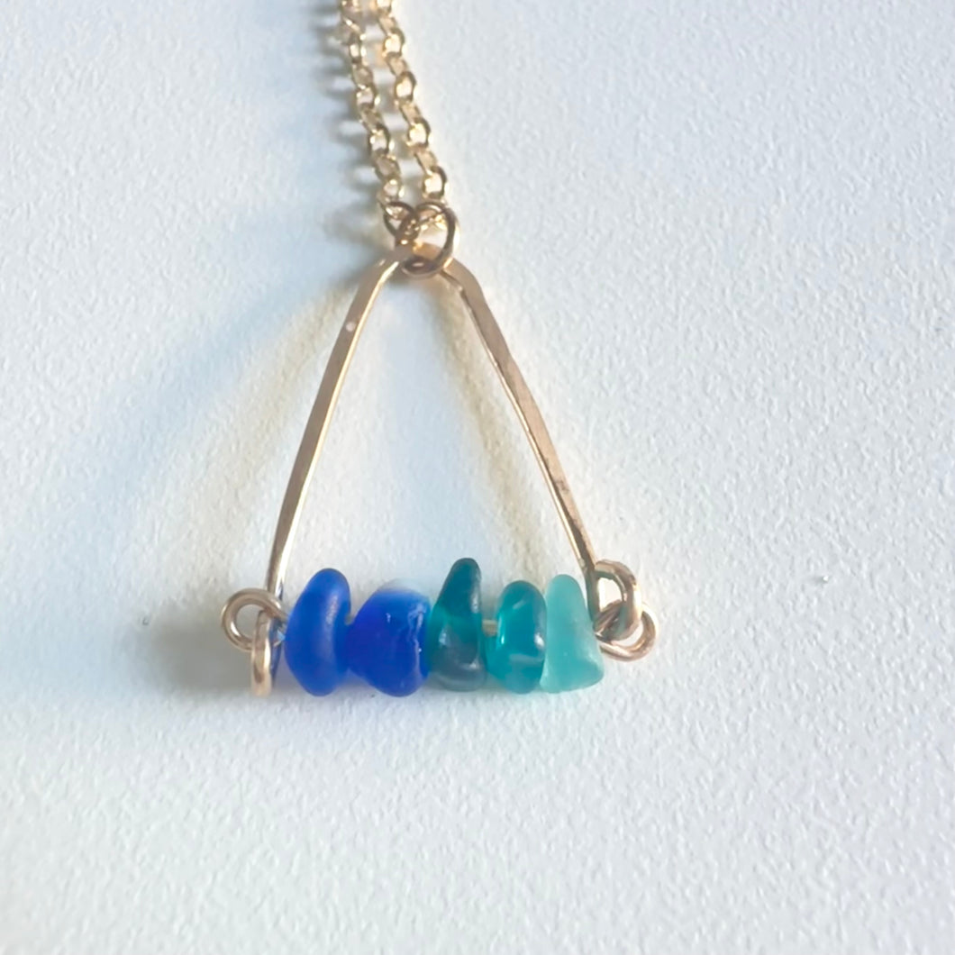 Ocean Colors 14K GF Triangle Shape Geometric Sea Glass Necklace