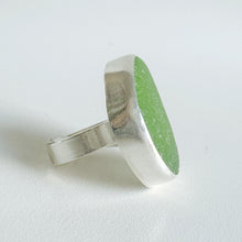 Large Leaf Green Sea Glass Ring