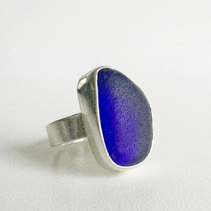Large Cobalt Blue Sea Glass Ring