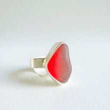 Large UV Red Sea Glass Ring