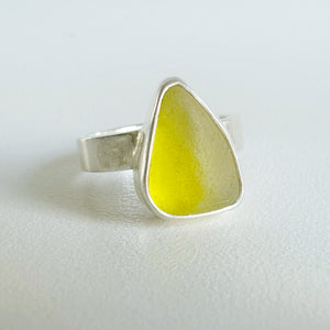 Yellow UV Sea Glass Ring