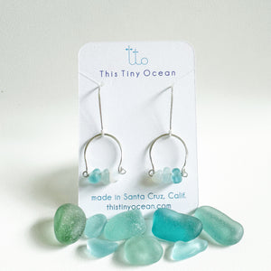 Aqua Blue Dangling Sea Glass Earrings