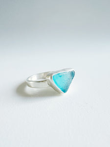 Triangular Turquoise Sea Glass Ring