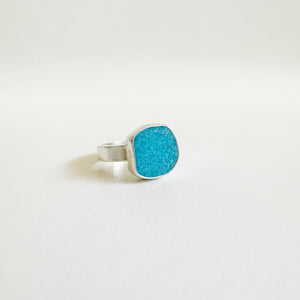 Greek Turquoise Sea Glass Ring