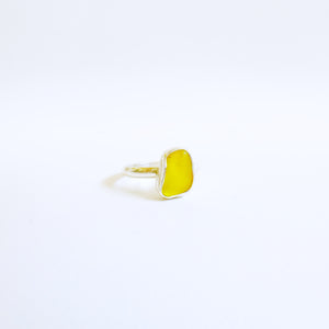 UV Canary Yellow Sea Glass Ring