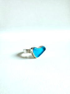 Turquoise Heart Sea Glass Ring