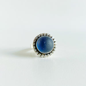 Deep blue sea Marble Sea Glass Ring