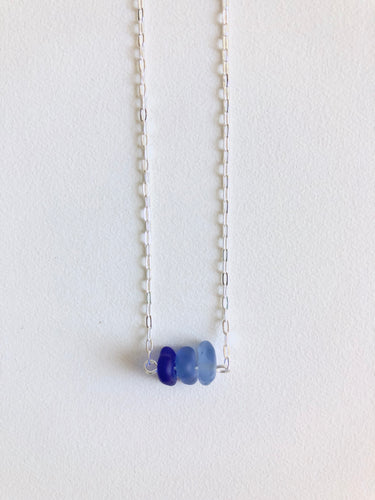 Cobalt Mini Sea Glass Bar Necklace