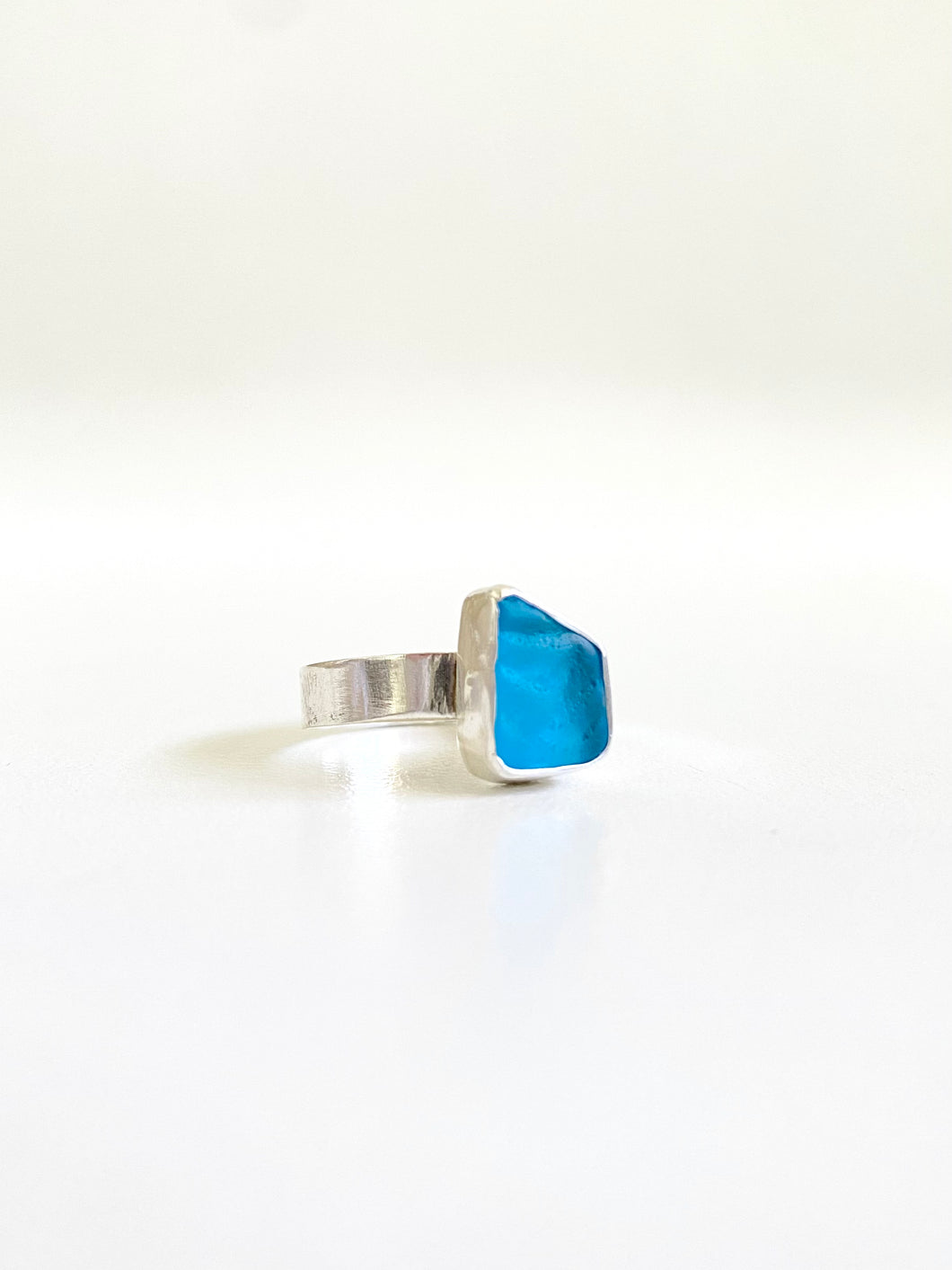 Patterned Turquoise Sea glass ring