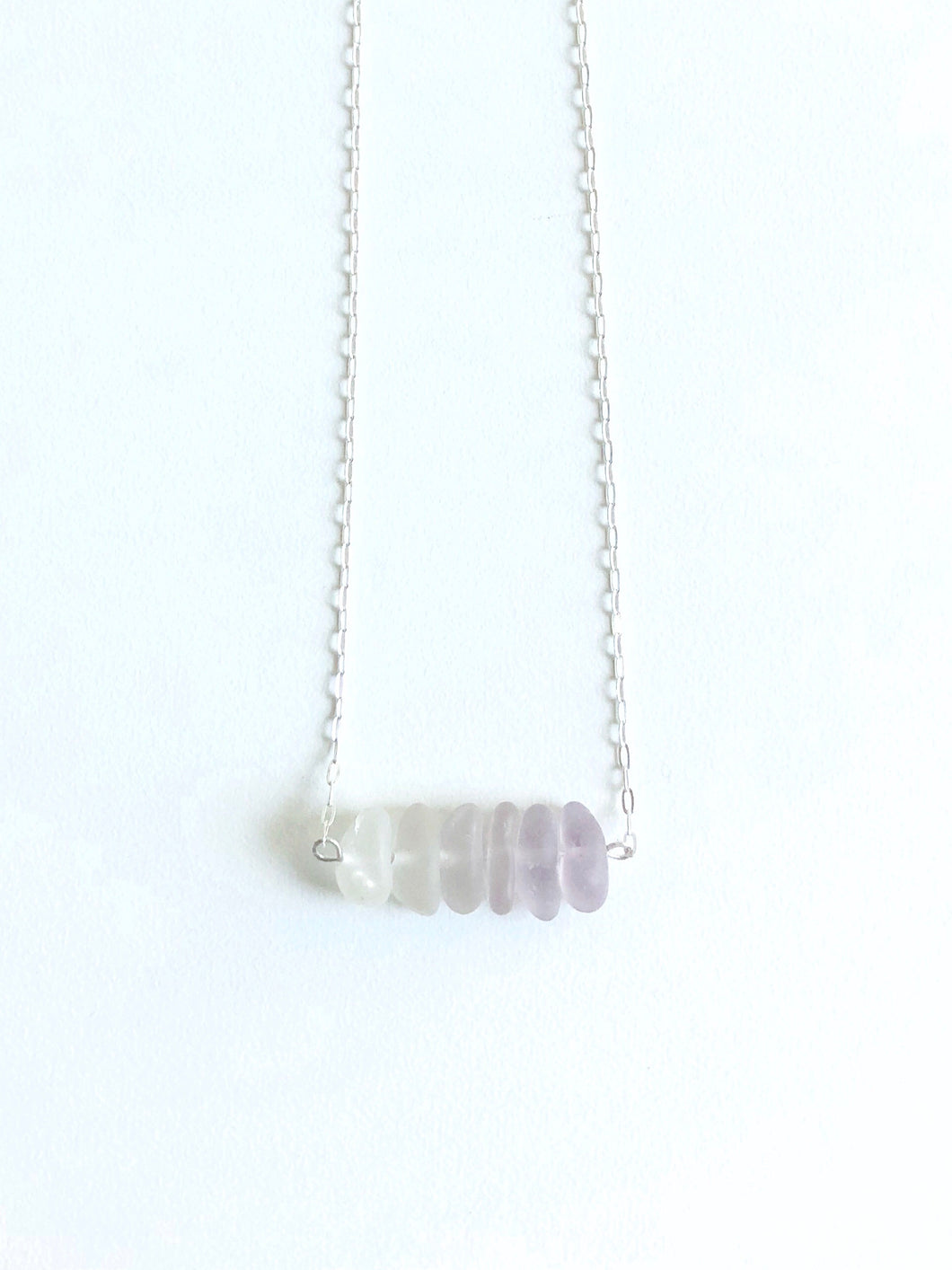 Lavender Dusk Sea Glass Bar Necklace