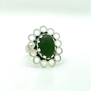 Green Scalloped Sea Glass Ring