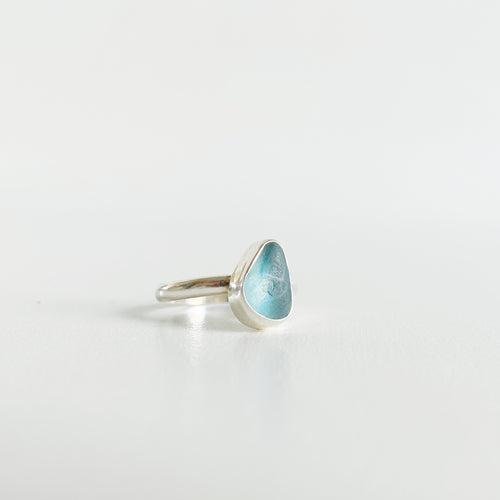 Blue Ocean Sea Glass Ring