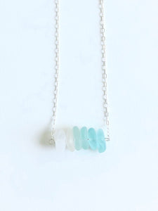 Aqua Ombre Sea Glass Bar Necklace