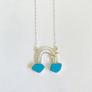 Rainbow & Sea Gull Sea Glass Necklace