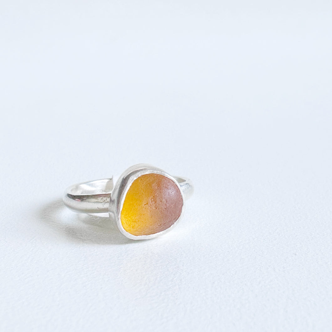 Orange Sea Glass Ring