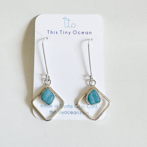 Turquoise Dangling Sea Glass Earrings